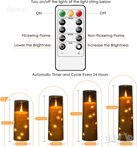 Szycdkj 5 бр. Безпламъчни LED свещи, работещи с батерии, с дистанционно управление, за декор, сиво, снимка 2 - Декорация за дома - 44866060