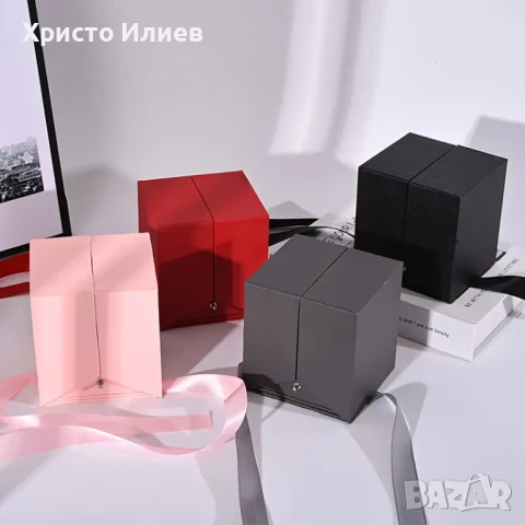 Кутия с вечна роза и златно колие торбичка и картичка идеален подарък, снимка 6 - Колиета, медальони, синджири - 51206022