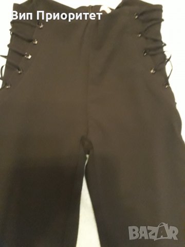 Черен панталон Showdy, висока талия ,скъп , с плетени връвки странично , ефектен модел , дъръг панта, снимка 12 - Панталони - 37518677