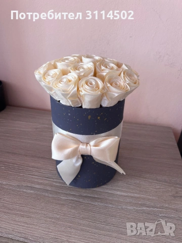 19 рози цвят шампанско в луксозна кутия – стилен подарък, снимка 4 - Подаръци за жени - 53588813