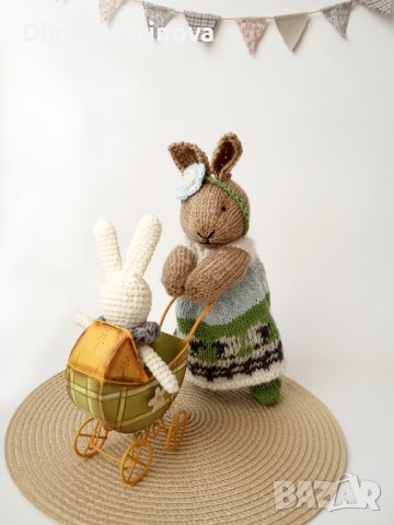 Зайче с рокля, детска играчка ръчна изработка, плетени играчки, подарък за дете, плетено зайче , снимка 6 - Други - 43143936