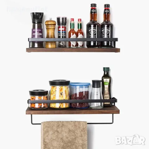 ПРОМОЦИЯ Рафтове за съхранение от борова дървесина, к-т от 2бр UNHO XJJ184, снимка 2 - Етажерки - 49086105