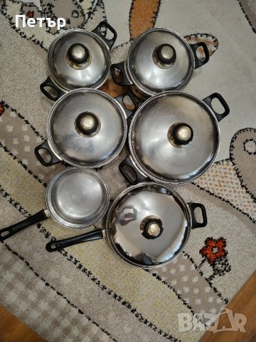 Комплект 4 тенджери, 1 каселора, 1 тиган., снимка 1 - Съдове за готвене - 43623973