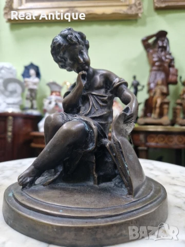 Стара страхотна антикварна френска бронзова фигура статуетка , снимка 7 - Декорация за дома - 51018916