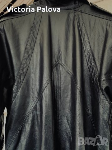 Дълъг черен кожен тренчкот,тренд, снимка 7 - Палта, манта - 32318250