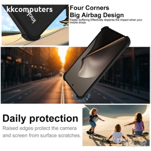 IMAK Калъф за Xiaomi 15T Pro [Протектор в Комплекта] - TPU, Въздушни Възглавници, Удароустойчив- Чер, снимка 3 - Калъфи, кейсове - 52365880