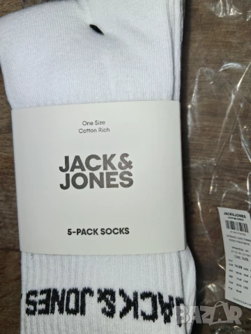 Jack & Jones, Дълги чорапи с памук - 5 чифта, бял, One Size, снимка 2 - Мъжки чорапи - 51087044