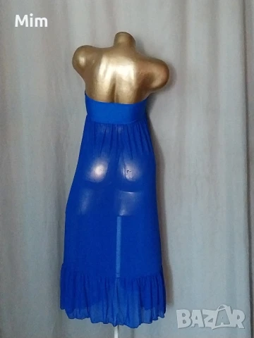 М/2XL Турско синя прозрачна рокля , снимка 4 - Рокли - 51232340