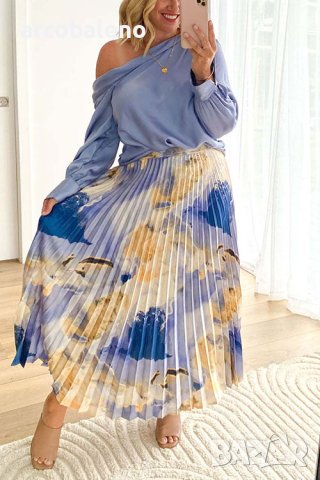Дамска плисирана пола с щампа с А-силует, 2цвята, снимка 5 - Поли - 44016030
