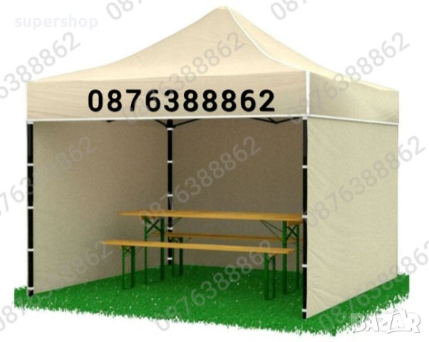 Шатра Шатри 2х2м. 3х4.50м 3х3м 3х6м гумирано непромокаемо платнище, снимка 3 - Градински мебели, декорация  - 40331548