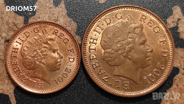 Монети Великобритания - 2 бр.>Кралица Елизабет II[2001], снимка 2 - Нумизматика и бонистика - 53221738