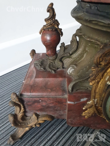 Франция 1800-те/64см-10кг стар френски каминен часовник/метална ЦАМ фигура-бронз-мрамор, снимка 7 - Антикварни и старинни предмети - 51532246