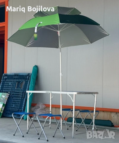 Къмпинг комплект 3 в 1: Сгъваема маса с 4 стола и чадър , снимка 10 - Маси - 50680533