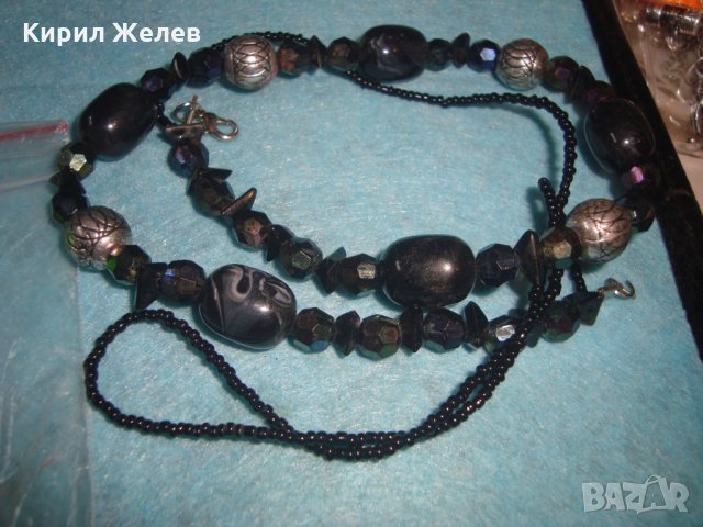 ВИНТИДЖ МЪНИСТЕНО ХЕНД-МЕЙД СТАРО КОЛИЕ с КАТАЛИН КИСТАЛЧЕТА МЕТАЛ 26647