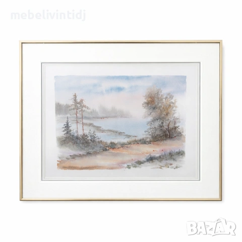 Стилна декоративна картина с нежен пейзаж край езеро