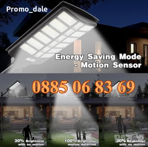 Улична соларна LED лампа 1800W, градинска соларна лампа с 30 секции, снимка 3 - Соларни лампи - 49328293