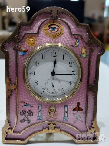 Каретен часовник-Сребърен гилеше  емайл часовник/Silver and Guilloche enamel Carriage Clock/