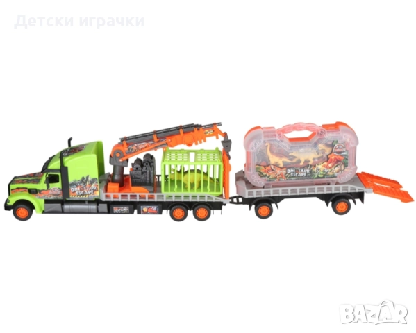 Камион с кран за превоз на Динозаври 90см, с динозаври комплект , снимка 5 - Коли, камиони, мотори, писти - 52826809