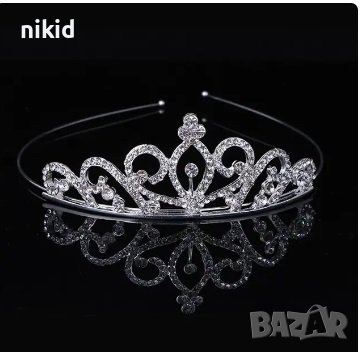  Завъртулки с камъни сребърна с камъчета корона диадема венец детска дамска