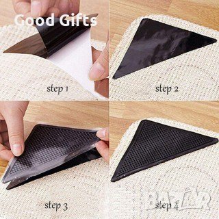 Силиконови подложки против плъзгане на килими и постелки Ruggies 4 броя, снимка 2 - Други стоки за дома - 39306802