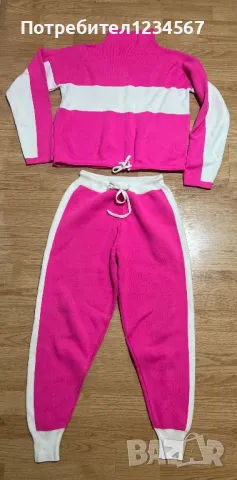 Дамски еластичен розов анцуг