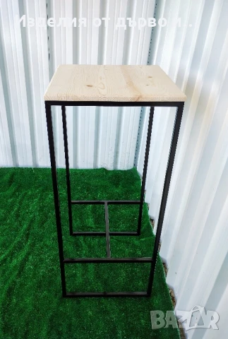 Квадратни бар маси от дърво и метал , снимка 6 - Маси - 51147971
