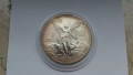 Нециркулирала и много рядка сребърна монета от 1 onza /унция, oz/ 1991 година - Mexico - UNC, снимка 1