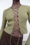 Zara къса блуза маслено зелена, снимка 1 - Блузи с дълъг ръкав и пуловери - 42629194