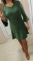 Къса зелена рокля кадифе със 7/8 дължина на ръкава , снимка 2