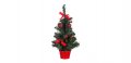 Коледна декоративна елха-саксия, Червени топки, 20 Led светлини - 50см 
