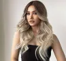 Омбре тъмно кафява към светло русо бяла перука на път, снимка 5