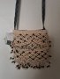 Нова малка бохо чанта с плетка и топчета черно и бежово екрю , снимка 2