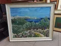 Голяма авторска картина -Пейзаж-масло върху фазер рамкирана и подписана 1969 год., снимка 5