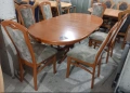 Комплект масивна разтегателна маса с 6 стола, снимка 1