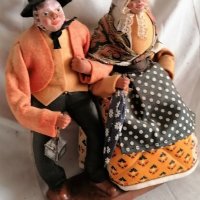 мъж и жена фолк кукли с керамични части и основа Франция, снимка 3 - Колекции - 35479893