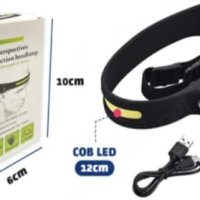 Сензорен LED  челник - лента, панорамен, с USB зареждане, за туризъм,риболов, къмпинг, снимка 8 - Друга електроника - 40264895