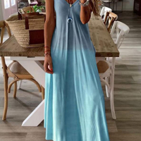 Дамска избледняваща макси рокля в два цвята в стил потник с V-образно деколте, 7цвята , снимка 6 - Рокли - 44891717