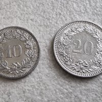 Монети. Швейцария. 2 ,1 , 1/2  франка  и 1 , 5 , 10, 20  рапена. 7 бройки. , снимка 9 - Нумизматика и бонистика - 36789136