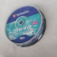 Verbatim DVD-RW, презаписваем, 4.7 GB, 4x, 10 броя в шпиндел, снимка 5 - Други - 40263616