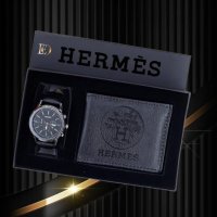 💥Hermes страхотни мъжки подаръчни комплекти - часовник и портмоне💥, снимка 2 - Луксозни - 43375212
