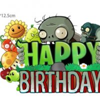 Зомбита срещу растения Plants vs Zombies Happy Birthday картонен топер украса за торта рожден ден, снимка 2 - Други - 32392319