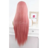 Дълга права розова лейс фронт перука Розалин, снимка 4 - Аксесоари за коса - 32837498