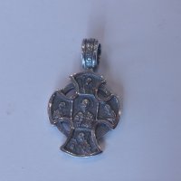 Сребърен двулицев кръст, снимка 2 - Колиета, медальони, синджири - 43688175