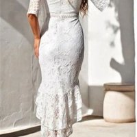Елегантна рокля дантела, Дантелена рокля, Бяла дантелена рокля, снимка 2 - Рокли - 43243678