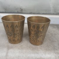 Индийски месингови чаши рисувани, снимка 1 - Декорация за дома - 32660265