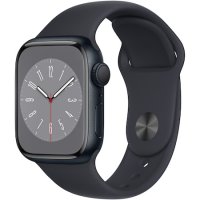 Apple Watch 8, GPS, Корпус Midnight Aluminium 41mm, Midnight Sport Band, снимка 2 - Смарт гривни - 38016670