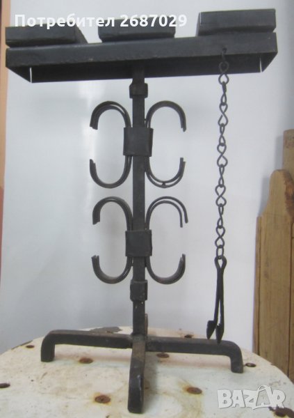 Свещници:  Железният светилник, троен свещник или пепелник, Африка, глава,  животно, снимка 1