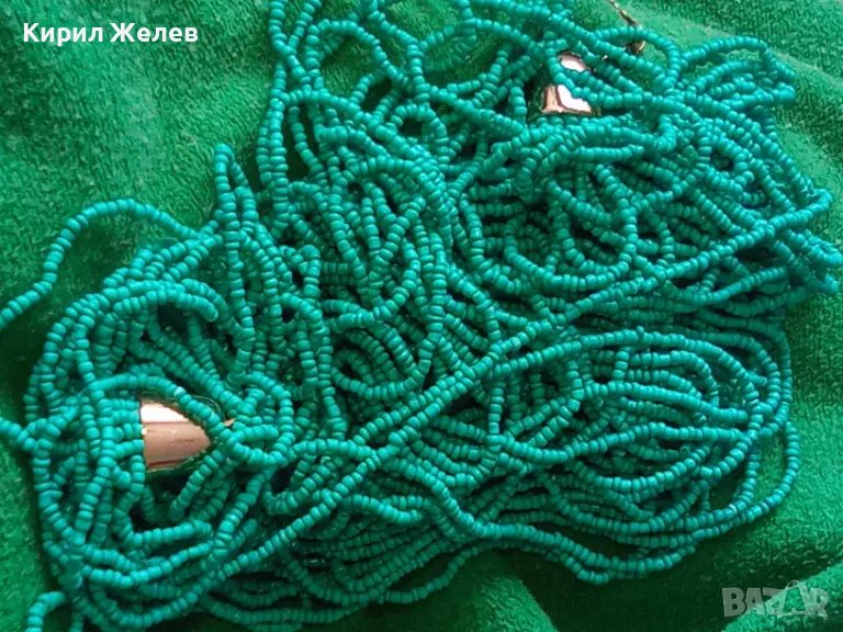 РАЗКОШНА ТЮРКОАЗЕНА МЪНИСТЕНА ОГЪРЛИЦА РЪЧНА ИЗРАБОТКА РЕТРО АРТ СТИЛ БИЖУ 47275, снимка 1