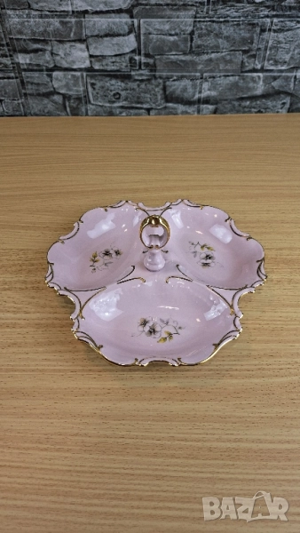 Розово порцеланово плато с 3 разделения - Pirkenhammer, снимка 1