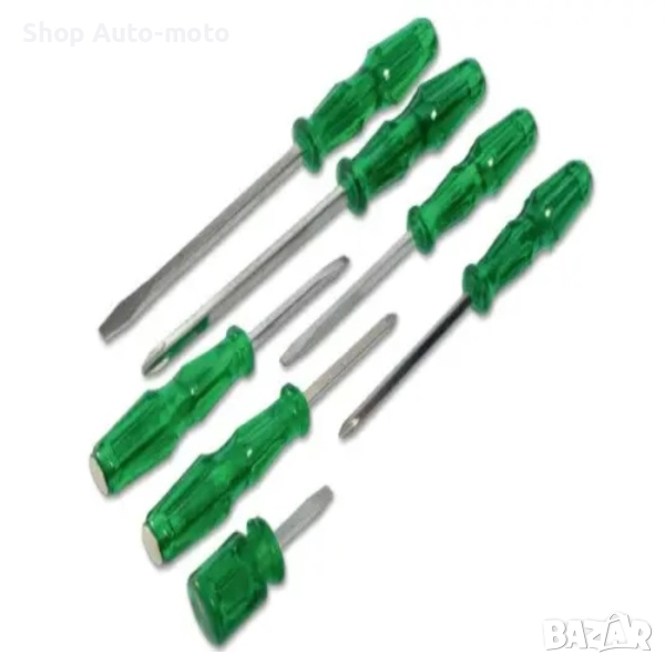 Комплект ударни отверки Automat - отвертки King Std 7бр, Зелени, снимка 1